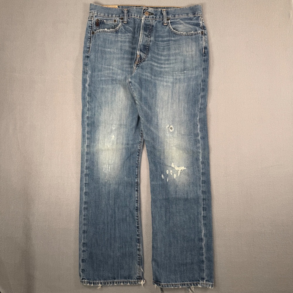 Vintage Abercrombie and Fitch Jeans 33x32 Blue Distressed Grunge Mens